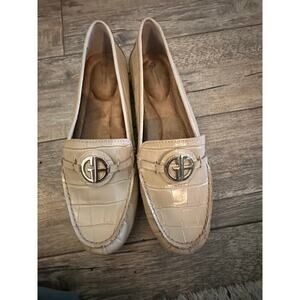 Giani Bernini Women's Cream Memory Foam Leather Slip On Loafers Flats Size 9.5